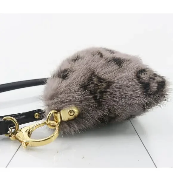 Louis Vuitton Mink Fur Bag Monogram Milla Vision MM Gray Vintage Rare Shoulder - Picture 5 of 14